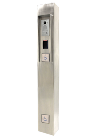 stainless steel, actuator, push plate, wheelchair, post, tower, pedestal, card reader