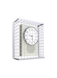 Clock, wire guard, cage, speaker, gym, educational, vandalism, theft, damage, screen, cover