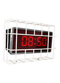 Digital display, clock, cage, cover, metal, basket, arena, wire cage, steel, grid