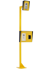 Multiple access, large truck, bus, prison, parking, gate, entry, custom, card reader, intercom, outdoor, safety yellow, video, call button